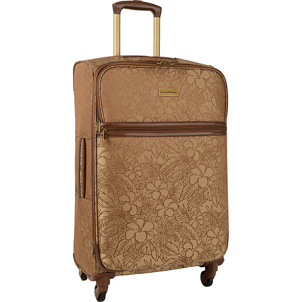 Tommy Bahama Mahalo 25 Expandable Spinner Suitcase Brown Tan Hibiscus Tommy Bahama Softside Checked