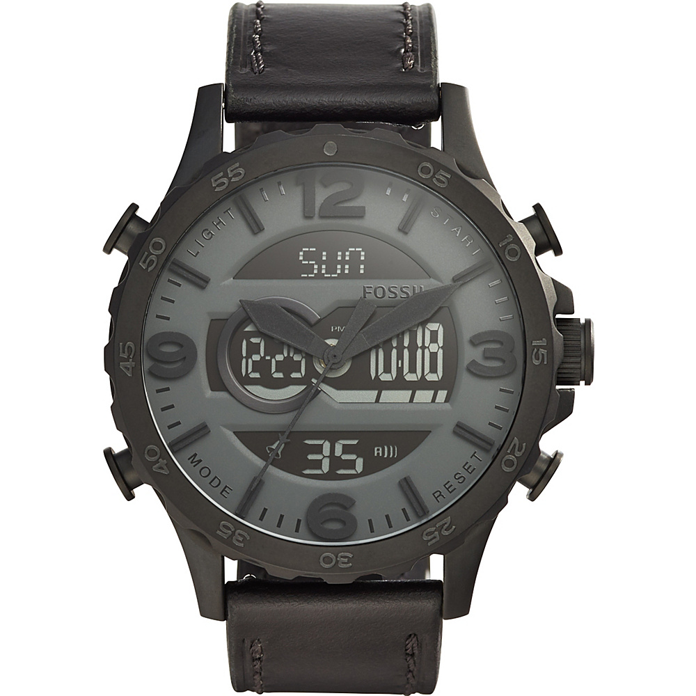 Fossil Nate Analog Digital Leather Watch Black Fossil Watches