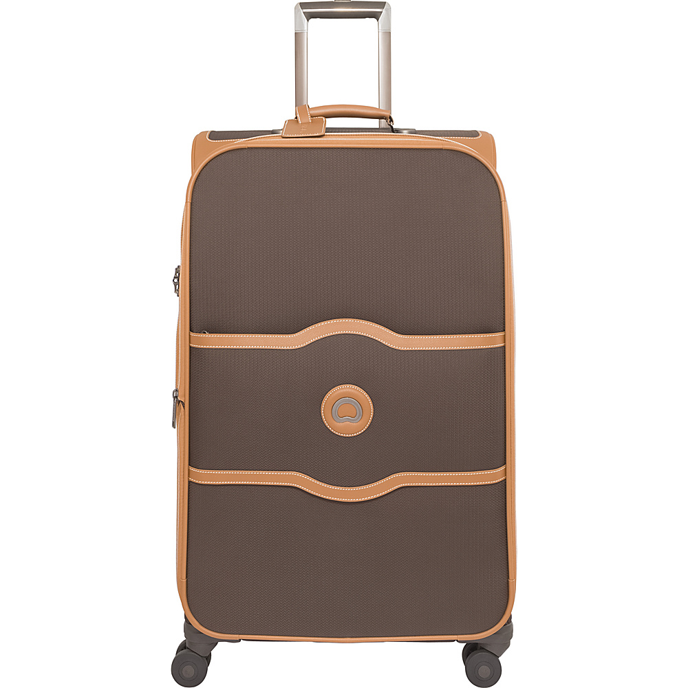 Delsey Chatelet Soft 27 Expandable 4 Wheel Spinner Case Brown Delsey Softside Checked