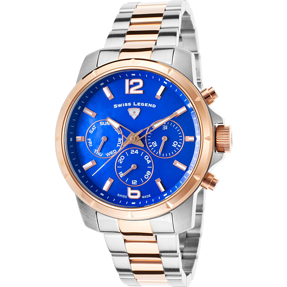 Swiss Legend Watches Legasea Multi Function Stainless Steel Watch Silver Rose Gold Blue Swiss Legend Watches Watches