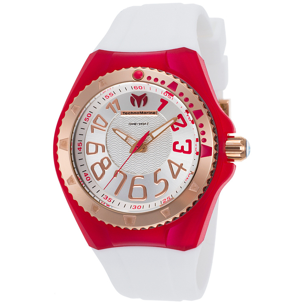 TechnoMarine Watches Womens Cruise Original Silicone Band Watch White Red TechnoMarine Watches Watches