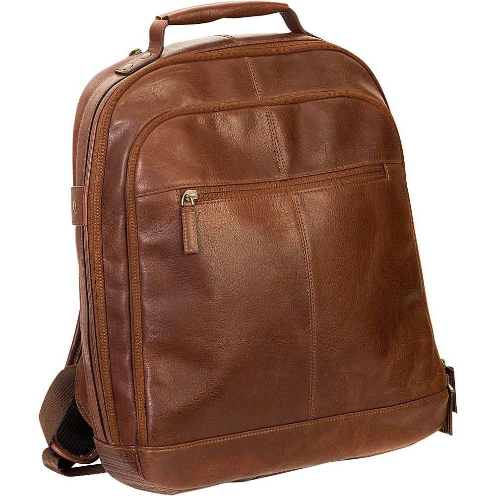 Boconi Becker RFID City Pack Whiskey w Khaki and Gingham Boconi Business Laptop Backpacks