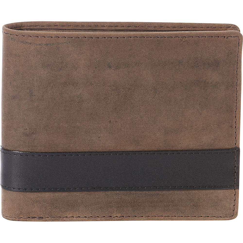 Mancini Leather Goods RFID Secure Mens Center Wing Wallet with Coin Pocket Faded Brown Mancini Leather Goods Men s Wallets
