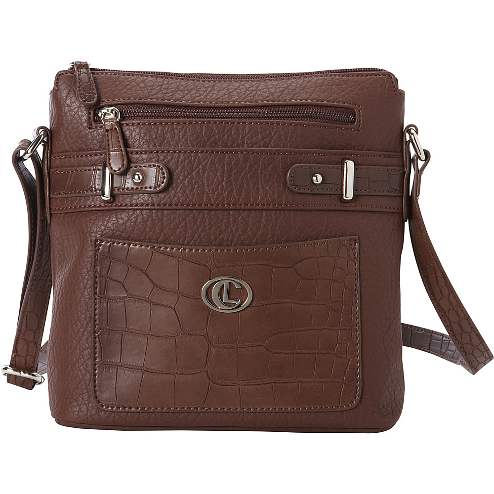 Aurielle Carryland Croco Belting North South Crossbody Brown Brown Aurielle Carryland Manmade Handbags