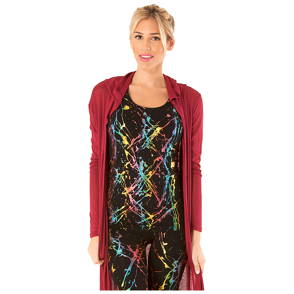Electric Yoga Hooded Duster Cardigan L Red Electric Yoga Women s Apparel
