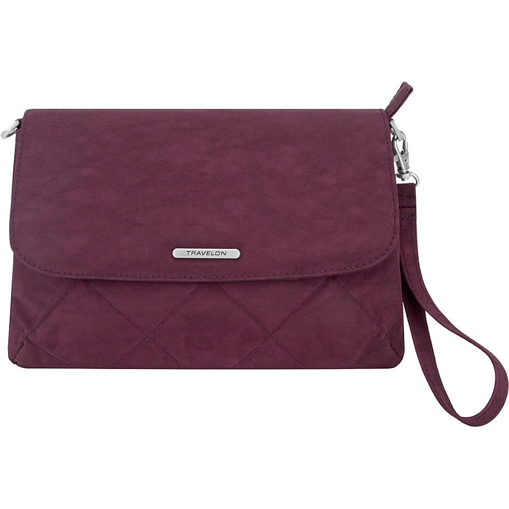 Travelon Anti Theft Convertible Crossbody Clutch Exclusive Purple Travelon Fabric Handbags