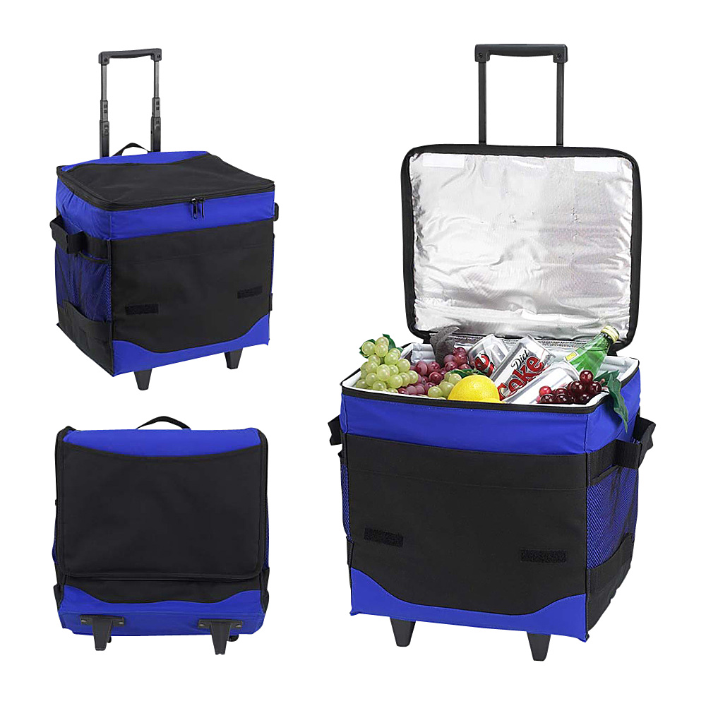 Picnic at Ascot 32 Can Collapsible Rolling Insulated Cooler Royal Blue Picnic at Ascot Outdoor Coolers