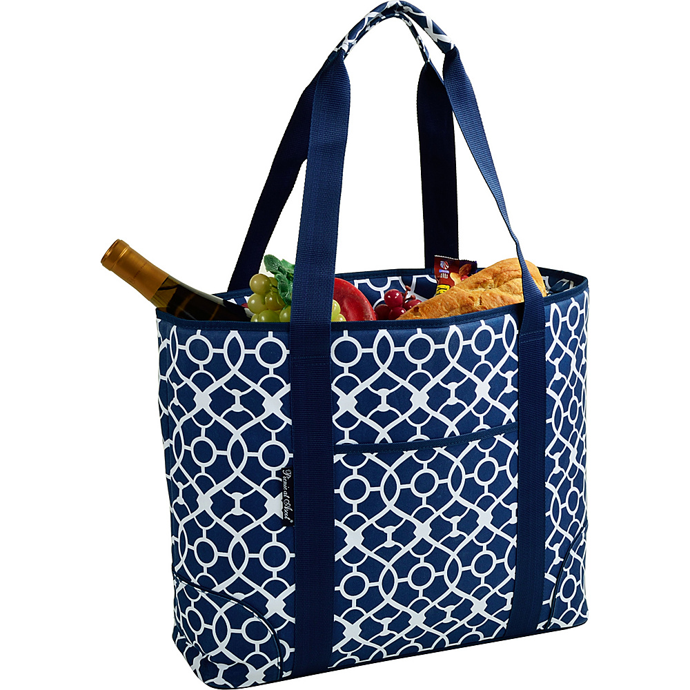 Picnic at Ascot Extra Large Insulated Cooler Bag 30 Can Tote Trellis Blue Picnic at Ascot Outdoor Coolers