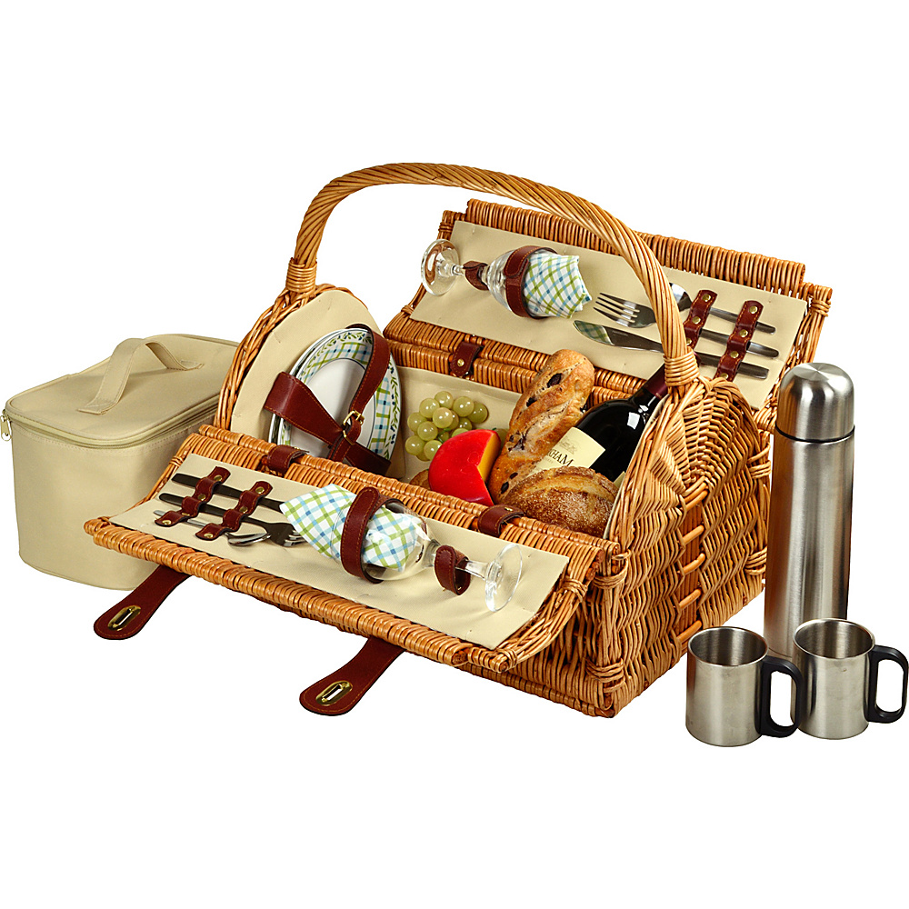 Picnic at Ascot Sussex Willow Picnic Basket with Service for 2 with Coffee Set Wicker w Gazebo Picnic at Ascot Outdoor Accessories