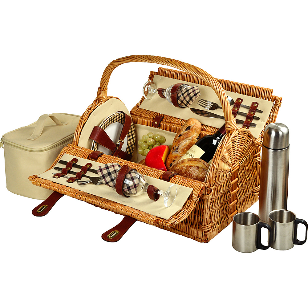 Picnic at Ascot Sussex Willow Picnic Basket with Service for 2 with Coffee Set Wicker w London Picnic at Ascot Outdoor Accessories
