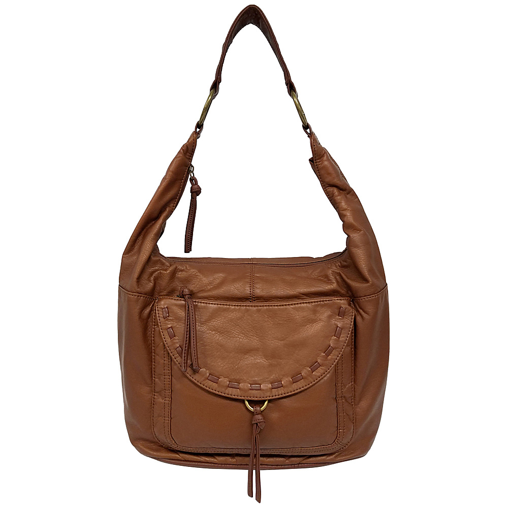 Bueno Washed Pearlized Shoulder Bag Light Bronze Medium Brown Bueno Manmade Handbags