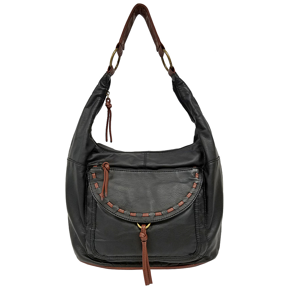 Bueno Washed Pearlized Shoulder Bag Black Medium Brown Bueno Manmade Handbags