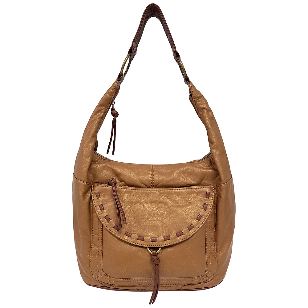 Bueno Washed Pearlized Shoulder Bag Woodland Medium Brown Bueno Manmade Handbags