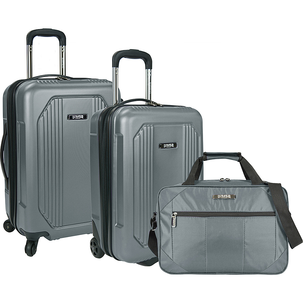 U.S. Traveler Bloomington 3 Piece Carry On Spinner Set Grey U.S. Traveler Luggage Sets