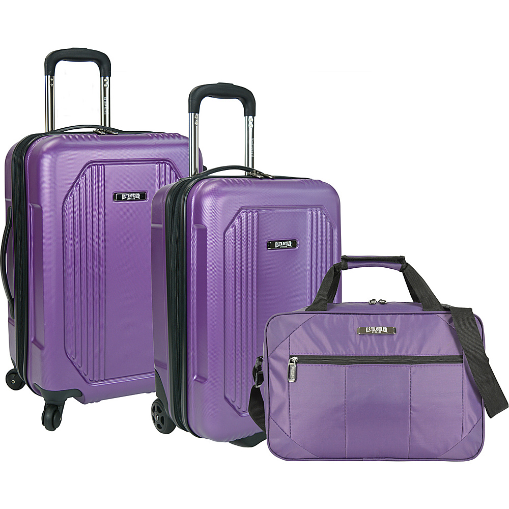U.S. Traveler Bloomington 3 Piece Carry On Spinner Set Purple U.S. Traveler Luggage Sets