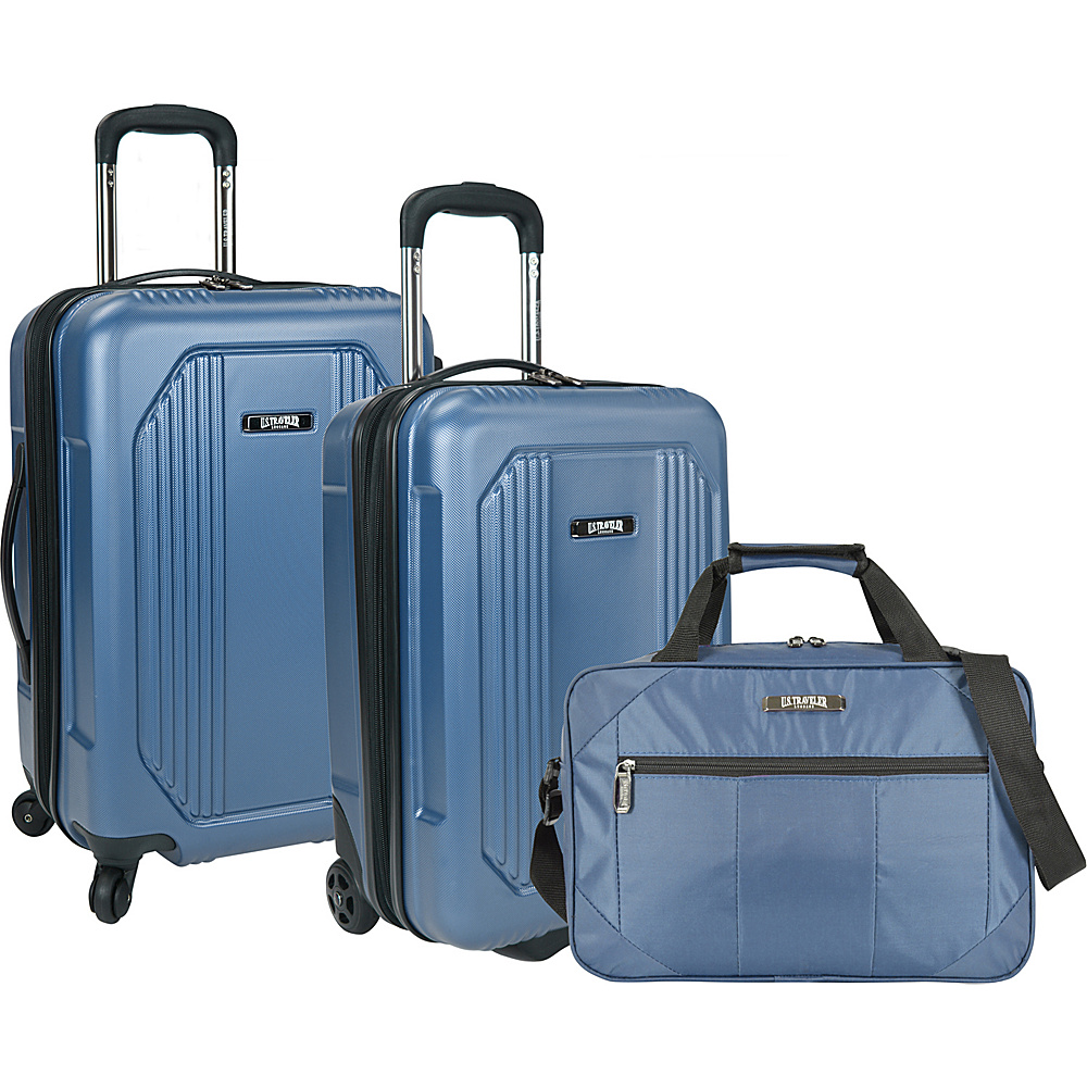 U.S. Traveler Bloomington 3 Piece Carry On Spinner Set Blue U.S. Traveler Luggage Sets