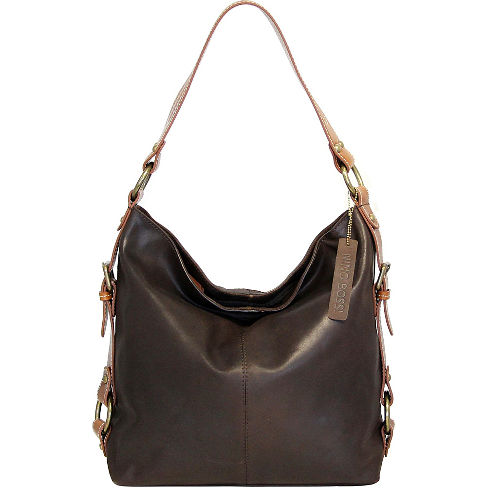 Nino Bossi Lotus Bloom Shoulder Bag Chocolate Nino Bossi Leather Handbags