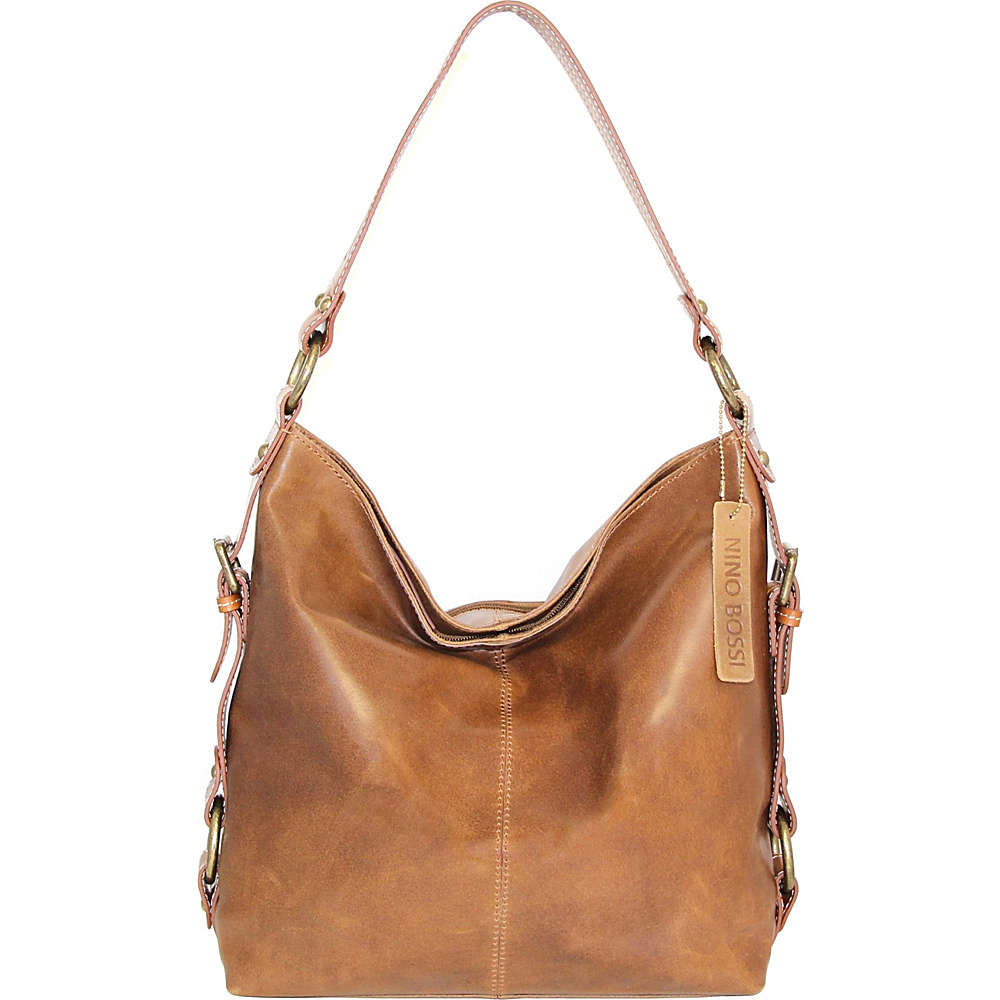 Nino Bossi Lotus Bloom Shoulder Bag Saddle Nino Bossi Leather Handbags