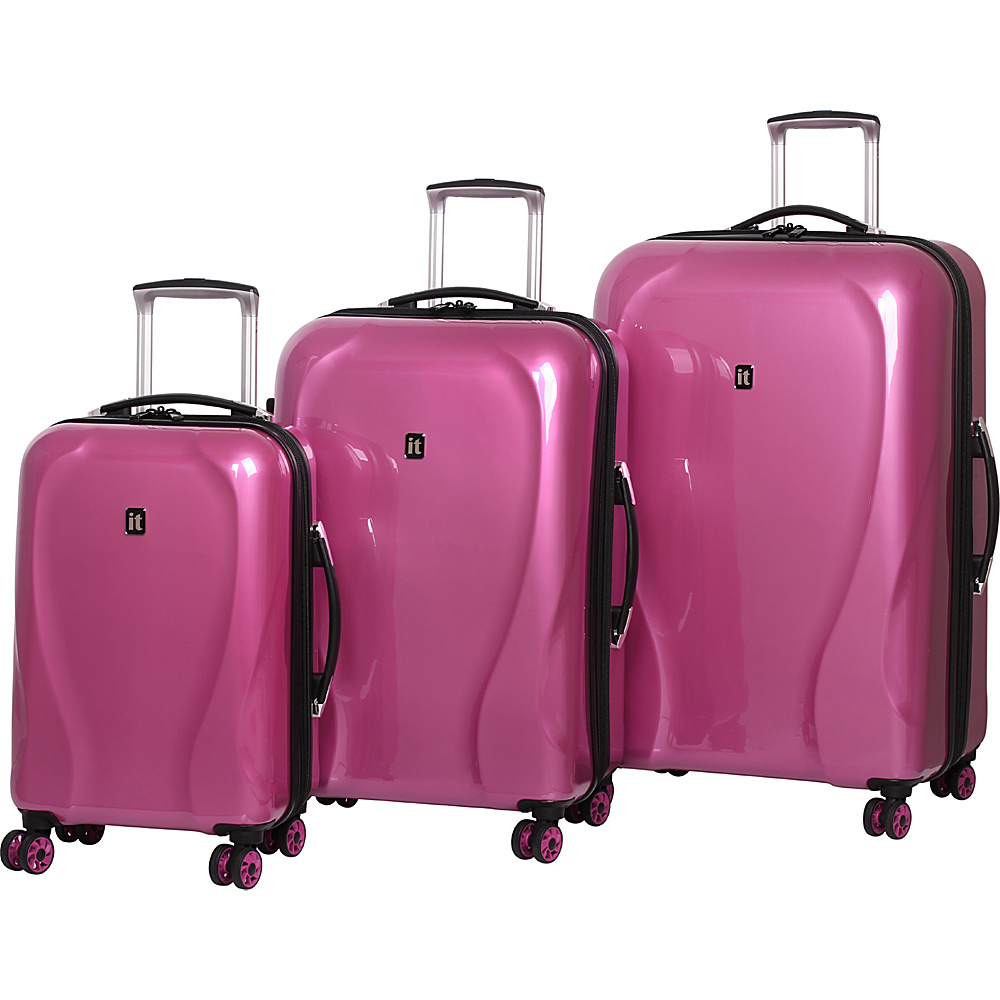it luggage Corona Hardside 8 Wheel 3 Piece Set Bubble Pink it luggage Luggage Sets