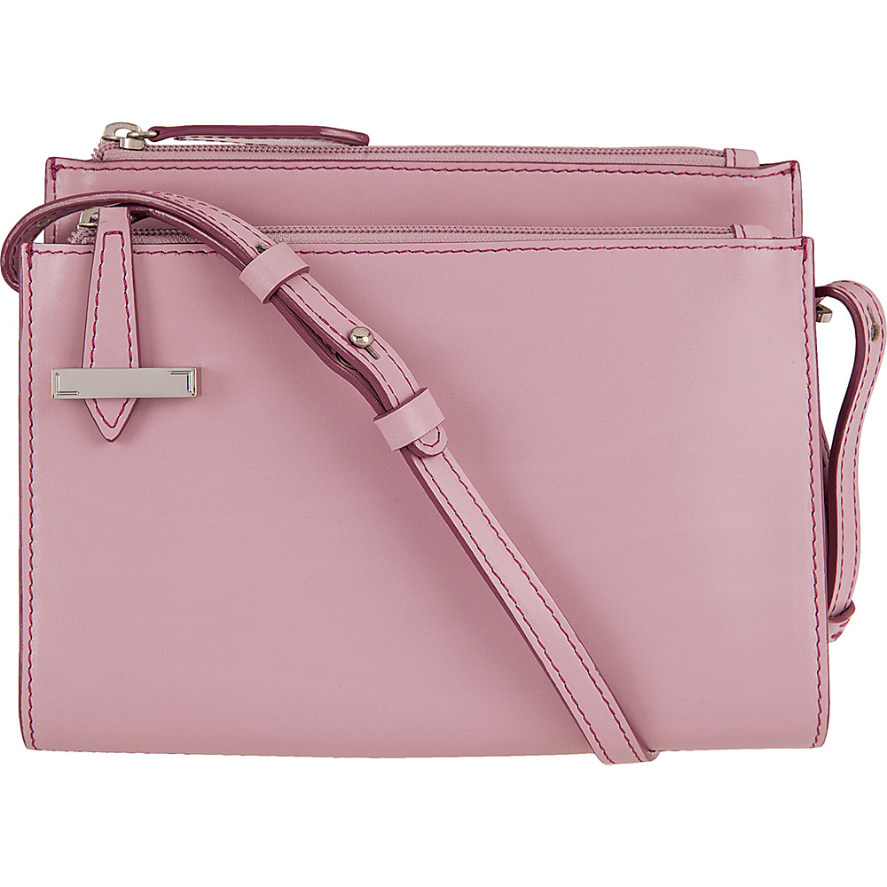 Lodis Audrey Trisha Double Zip Wallet On A String Iced Violet Beet Lodis Leather Handbags