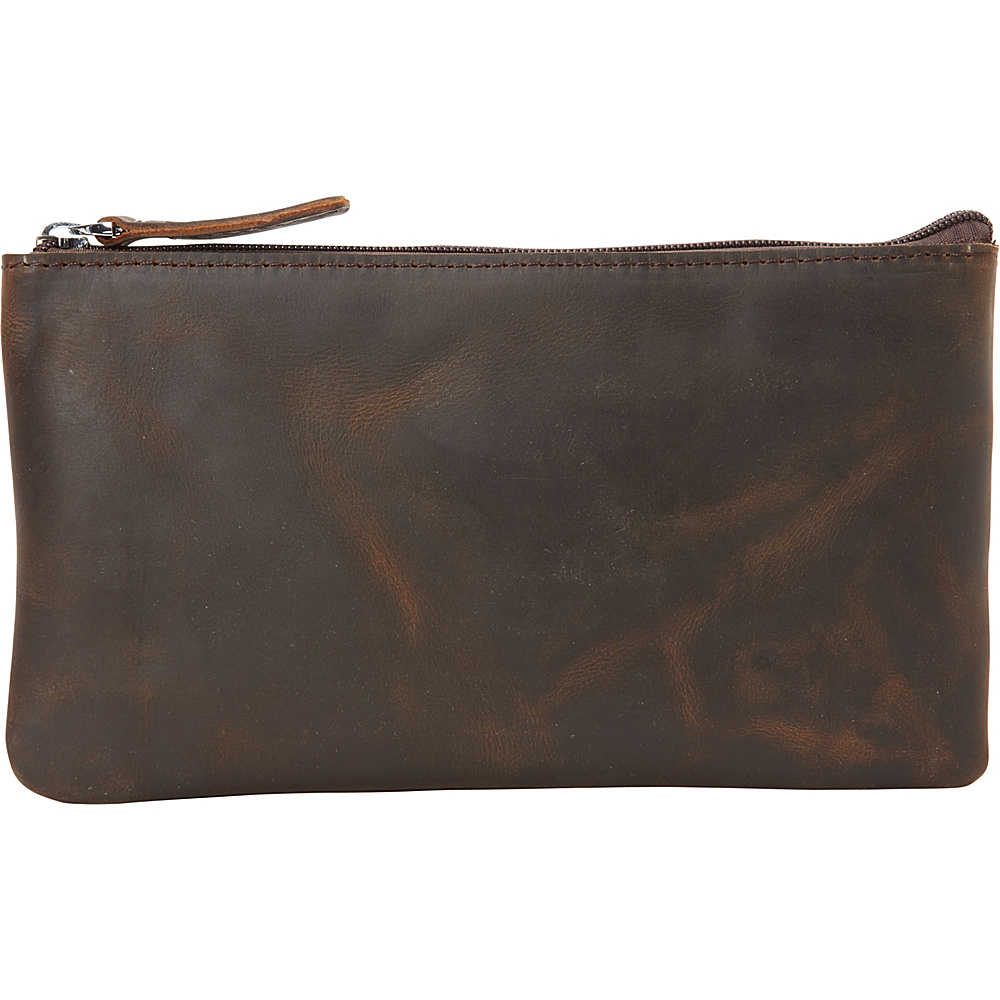 Vagabond Traveler Full Grain Leather Large Clutch Zipper Wallet Dark Brown Vagabond Traveler Leather Handbags