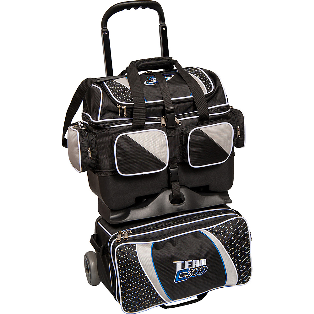 Columbia 300 Bags Team Columbia Four Ball Roller Black Silver Columbia 300 Bags Bowling Bags