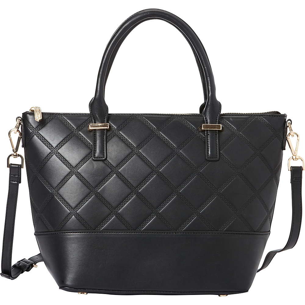 La Diva Penelope Quilted Satchel Black La Diva Manmade Handbags