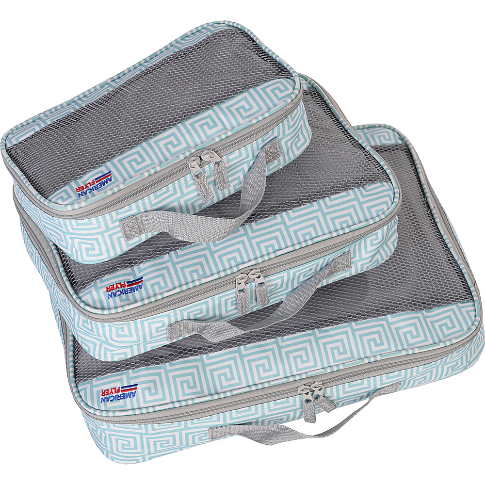 American Flyer Meander Packing Cube 3pc Set Teal American Flyer Travel Organizers