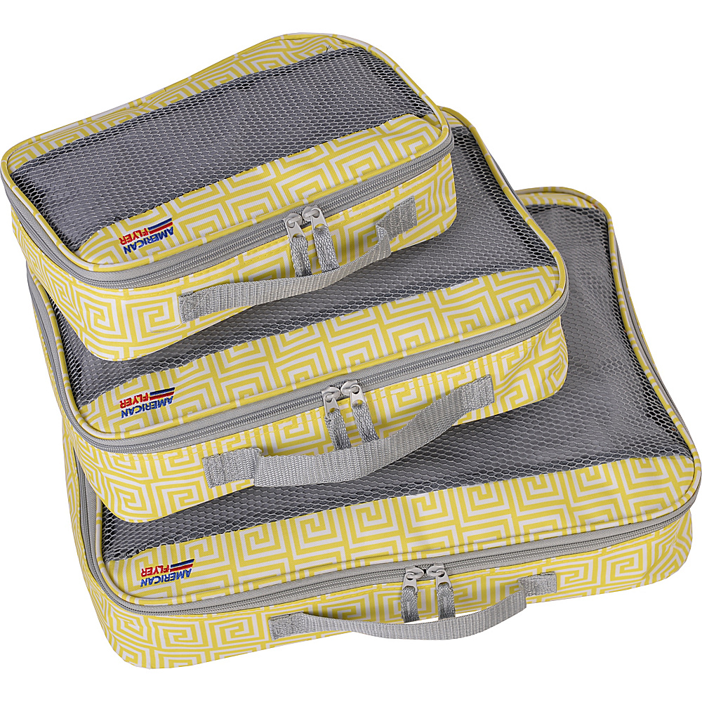 American Flyer Meander Packing Cube 3pc Set YELLOW American Flyer Travel Organizers