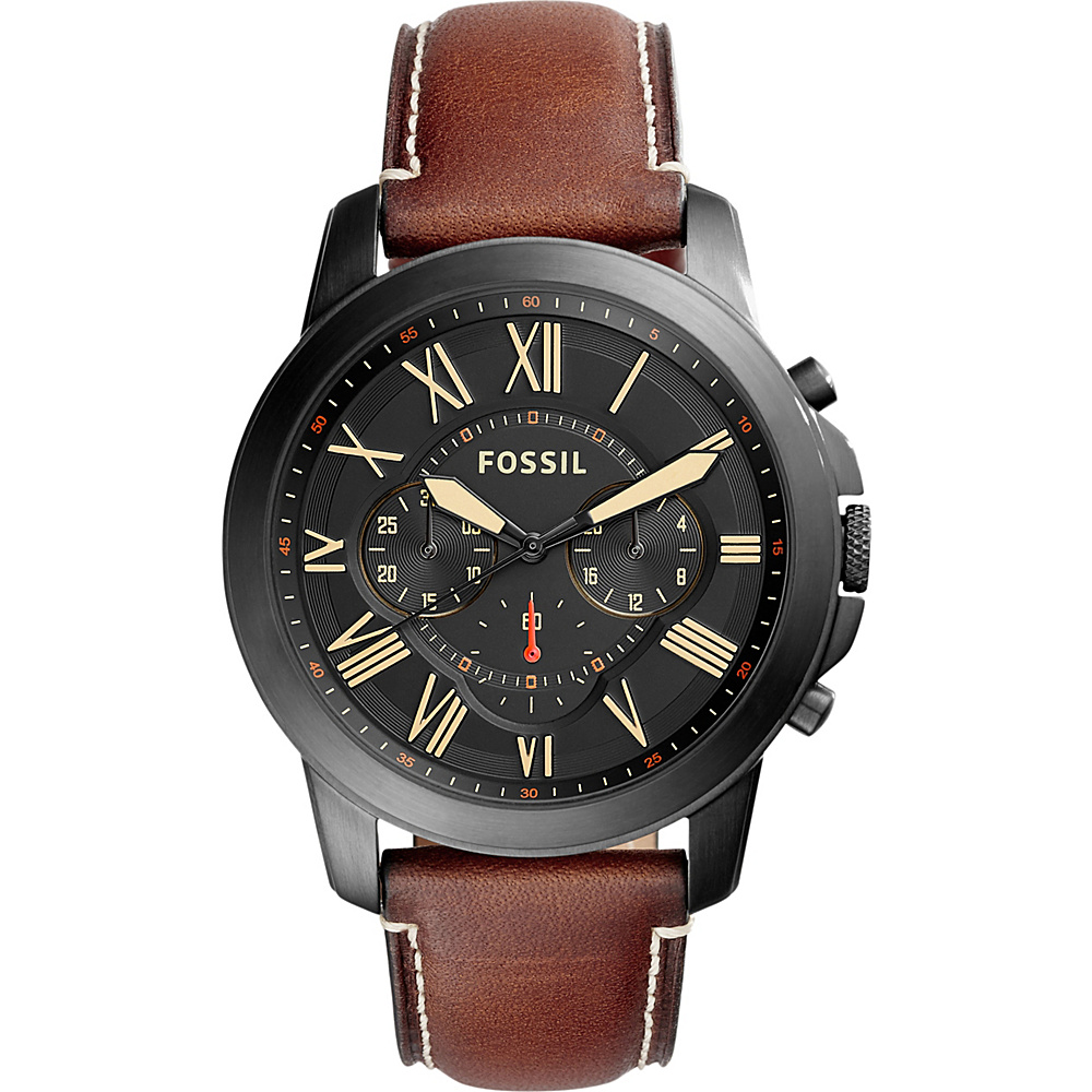 Fossil Grant Chronograph Leather Watch Brown Fossil Watches