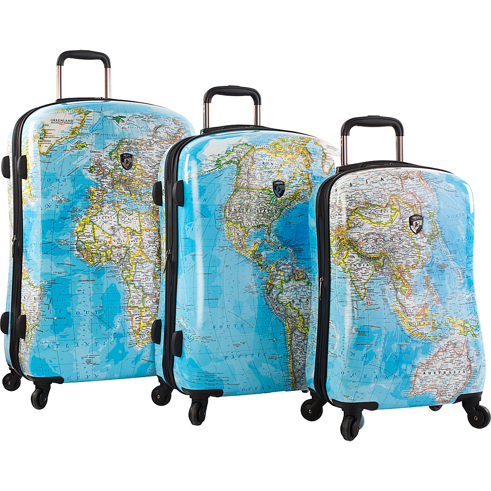 Heys America Journey 2G Maps 3pc Hardside Fashion Spinner Set Multicolor Heys America Luggage Sets