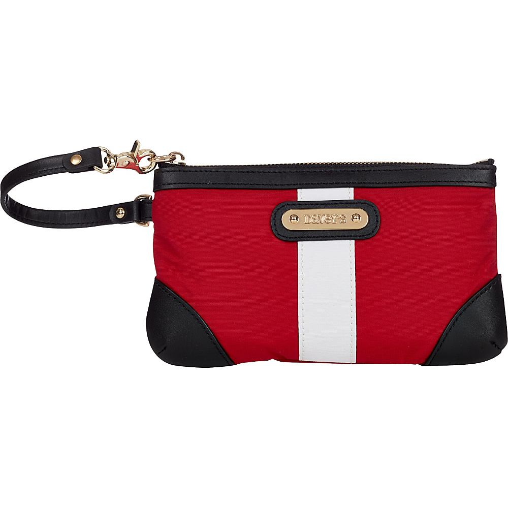 Davey s Medium Stripe Wristlet Red White Stripe Black Leather Davey s Fabric Handbags