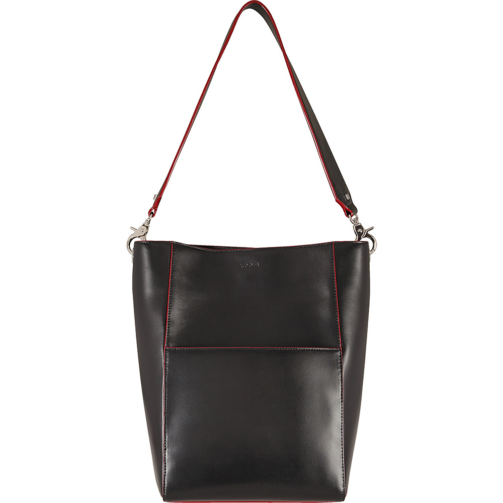 Lodis Audrey Berta Bucket Black Red Lodis Leather Handbags