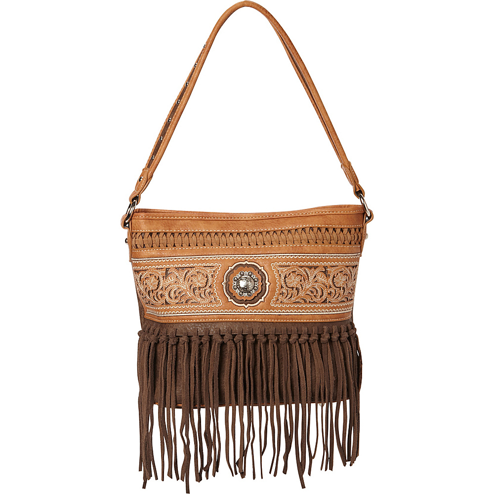 Montana West Silver Berry Concho with Fringe Coffee Montana West Manmade Handbags