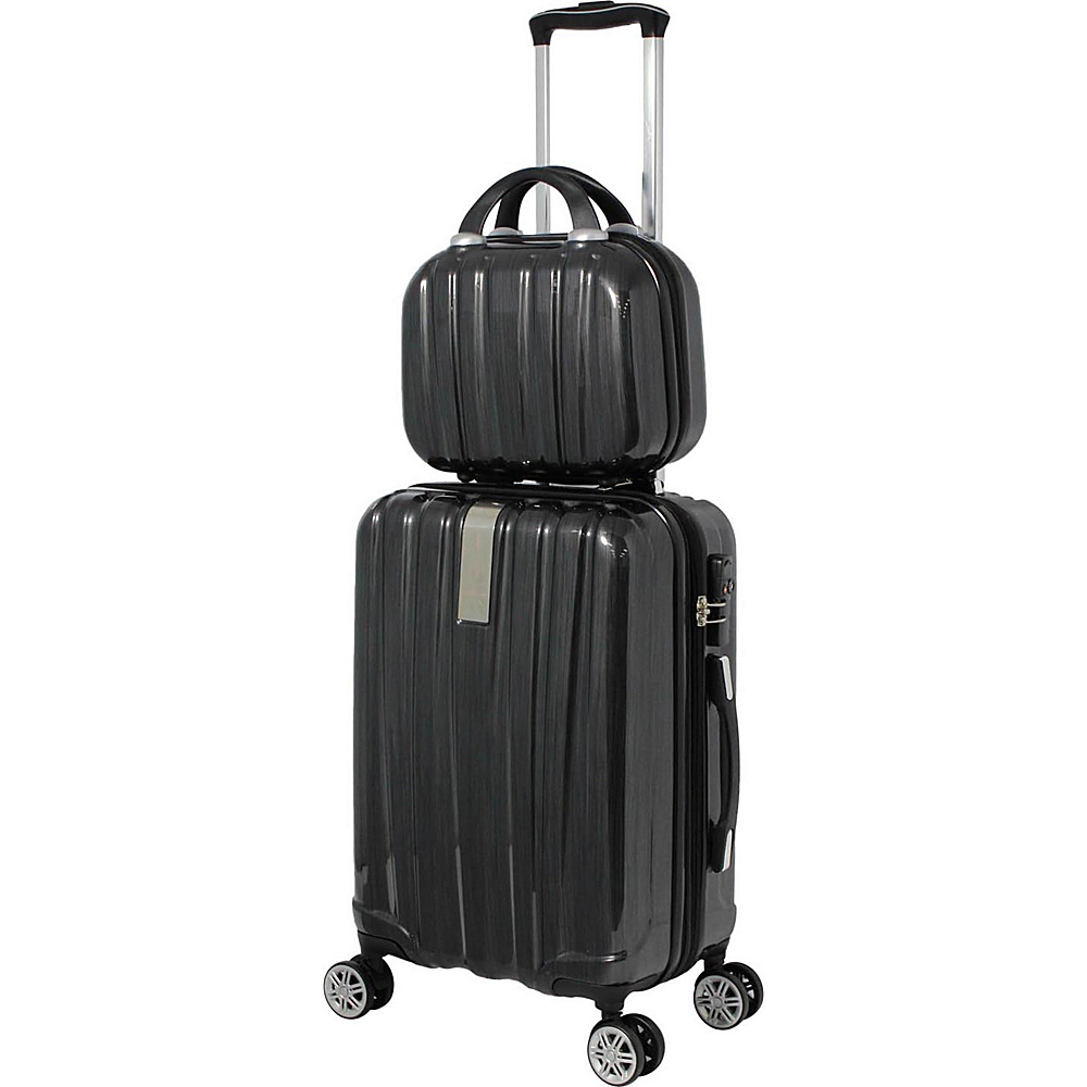 World Traveler Monaco 2 Piece Expandable Carry On Spinner Luggage Set Black World Traveler Luggage Sets
