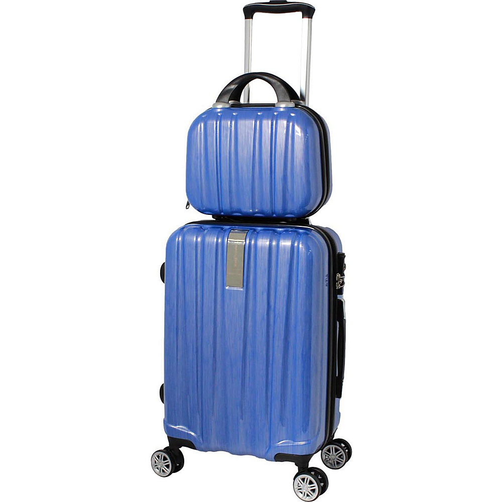 World Traveler Monaco 2 Piece Expandable Carry On Spinner Luggage Set Blue World Traveler Luggage Sets