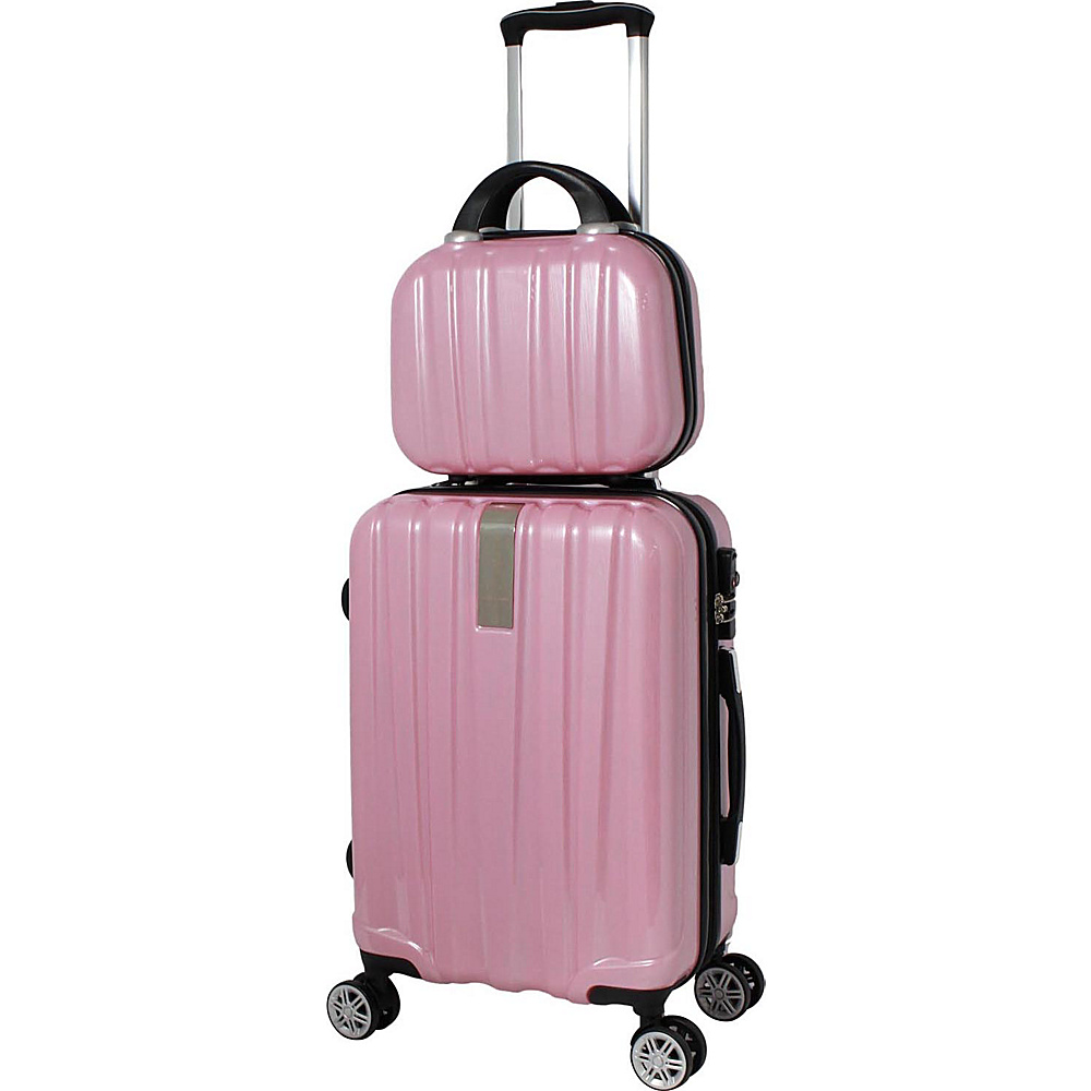 World Traveler Monaco 2 Piece Expandable Carry On Spinner Luggage Set Pink World Traveler Luggage Sets