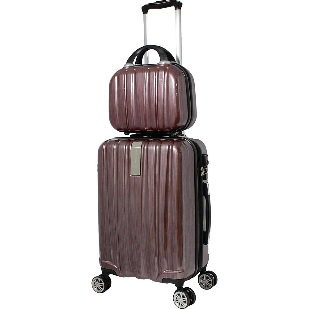 World Traveler Monaco 2 Piece Expandable Carry On Spinner Luggage Set Burgundy World Traveler Luggage Sets