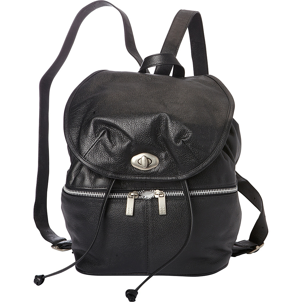 Piel Leather Drawstring Backpack Black Piel Leather Handbags