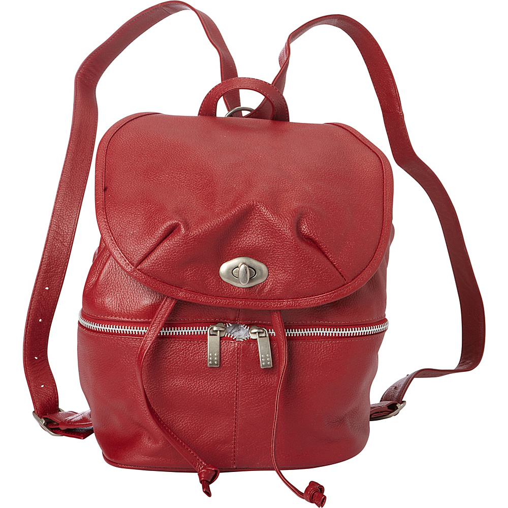 Piel Leather Drawstring Backpack Red Piel Leather Handbags