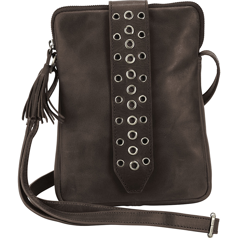 Hadaki Belted Crossbody Distressed Gray Hadaki Leather Handbags