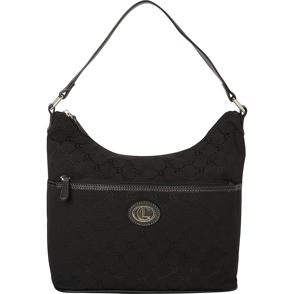 Aurielle Carryland Classic Signature Jacquard Hobo Black Black Aurielle Carryland Fabric Handbags