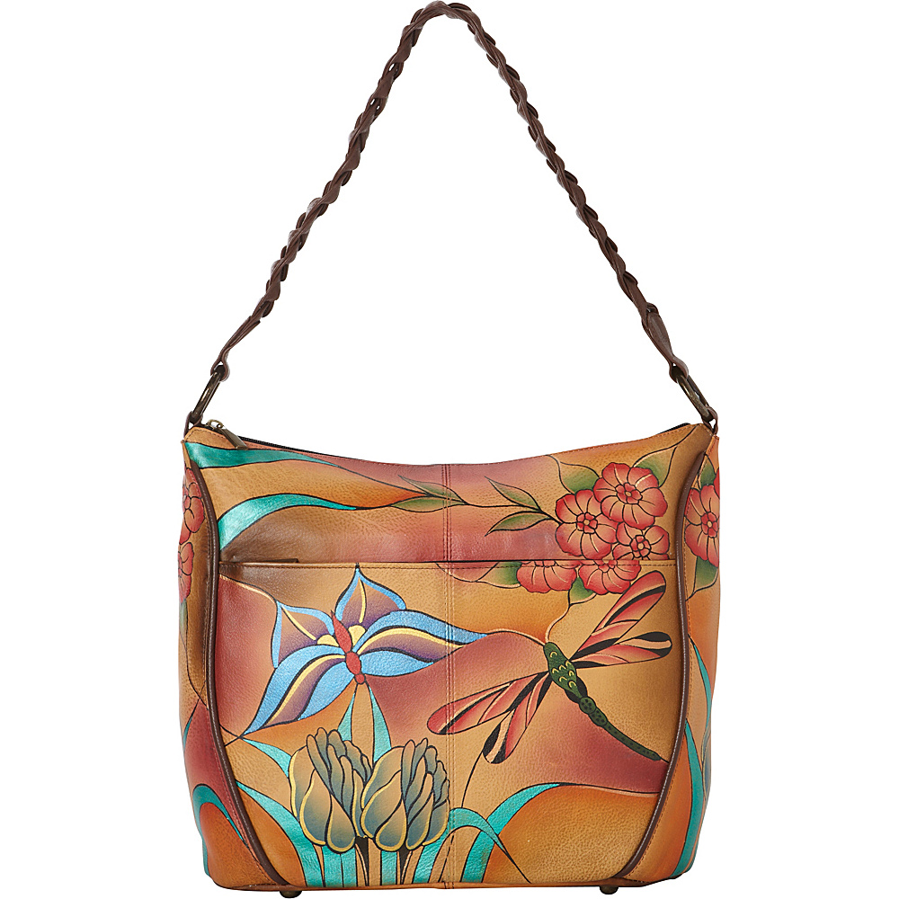 ANNA by Anuschka Hand Painted Shoulder Hobo Jewelled Wing ANNA by Anuschka Leather Handbags