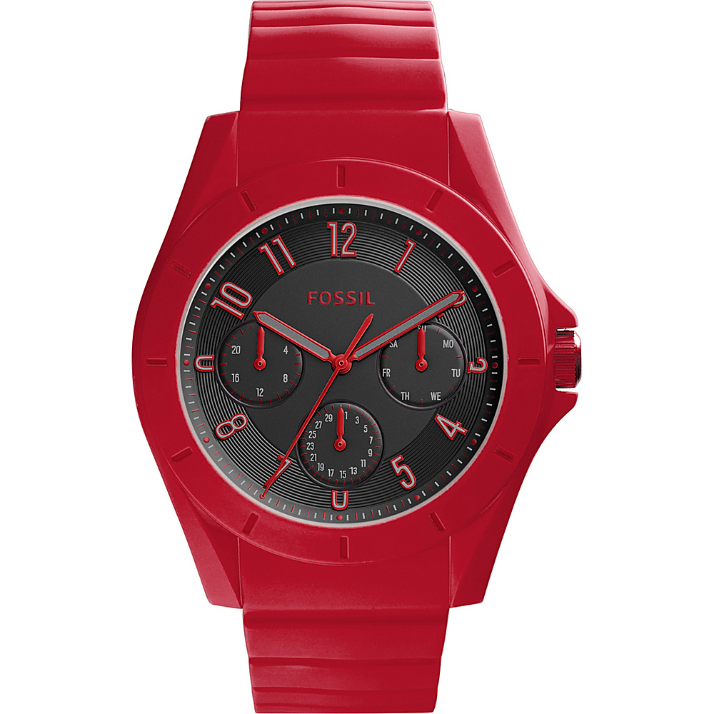 Fossil Poptastic 3 hand Day Date Silicone Watch Red Fossil Watches