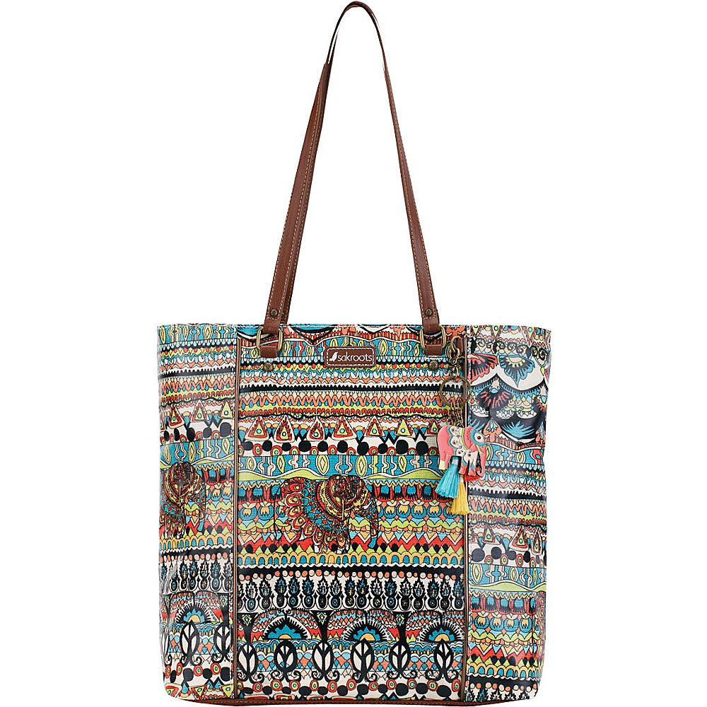Sakroots Artist Circle N S Shopper Natural One World Sakroots Fabric Handbags