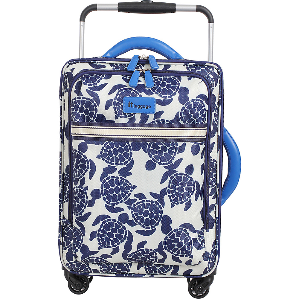 it luggage Worlds Lightest 21 Carry On Spinner Navy Cream Sea Turtles Print it luggage Softside Carry On