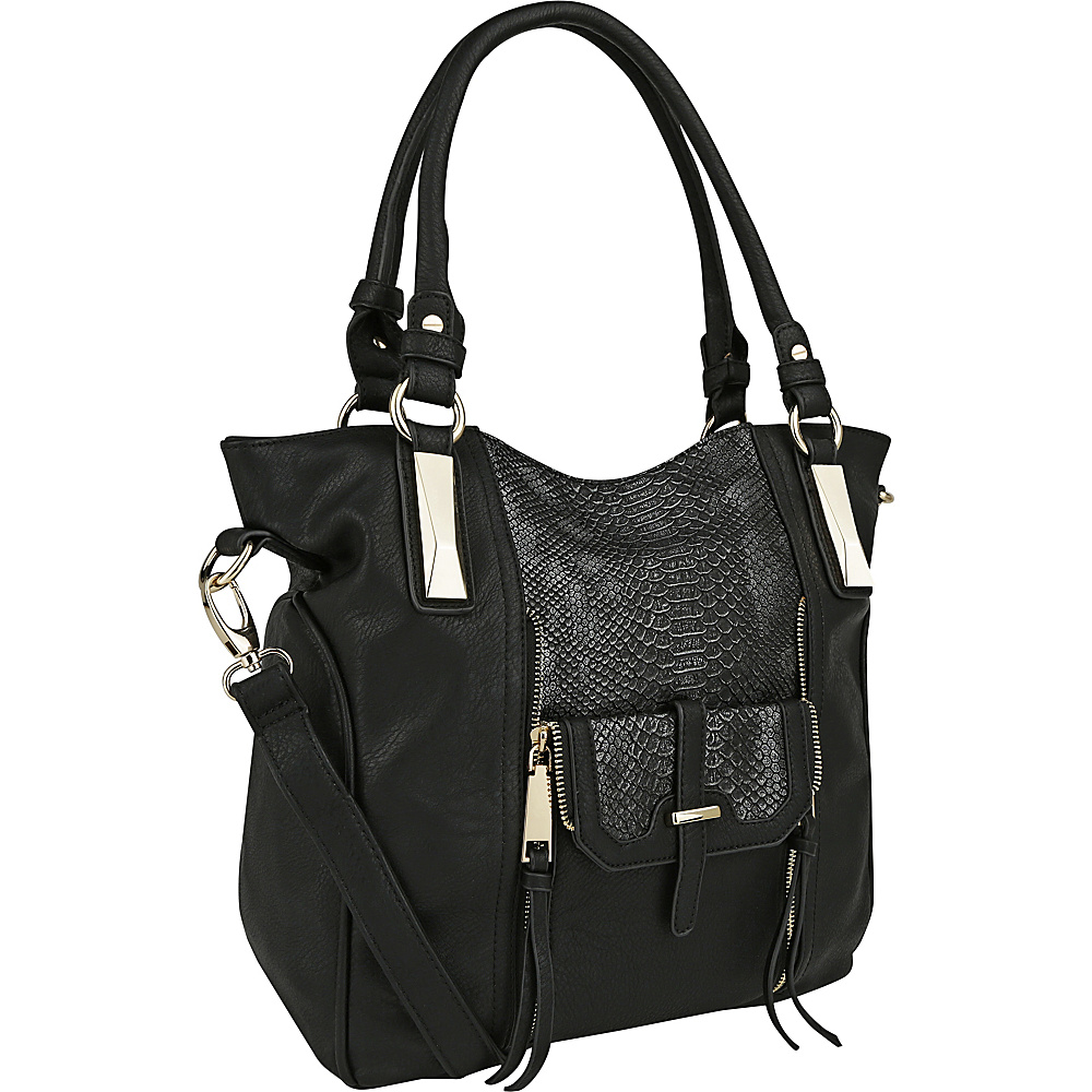 MKF Collection CharliePython Leather Shoulder Bag Black MKF Collection Manmade Handbags