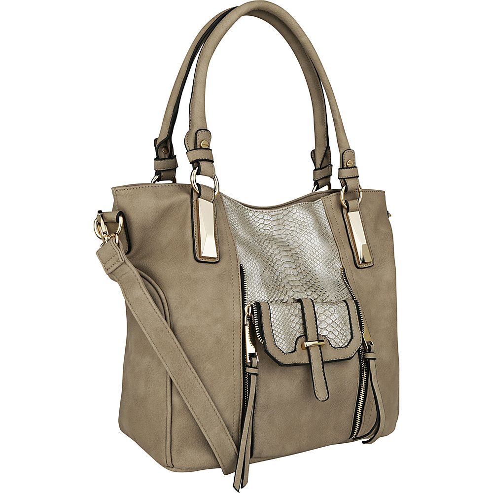 MKF Collection CharliePython Leather Shoulder Bag Khaki MKF Collection Manmade Handbags