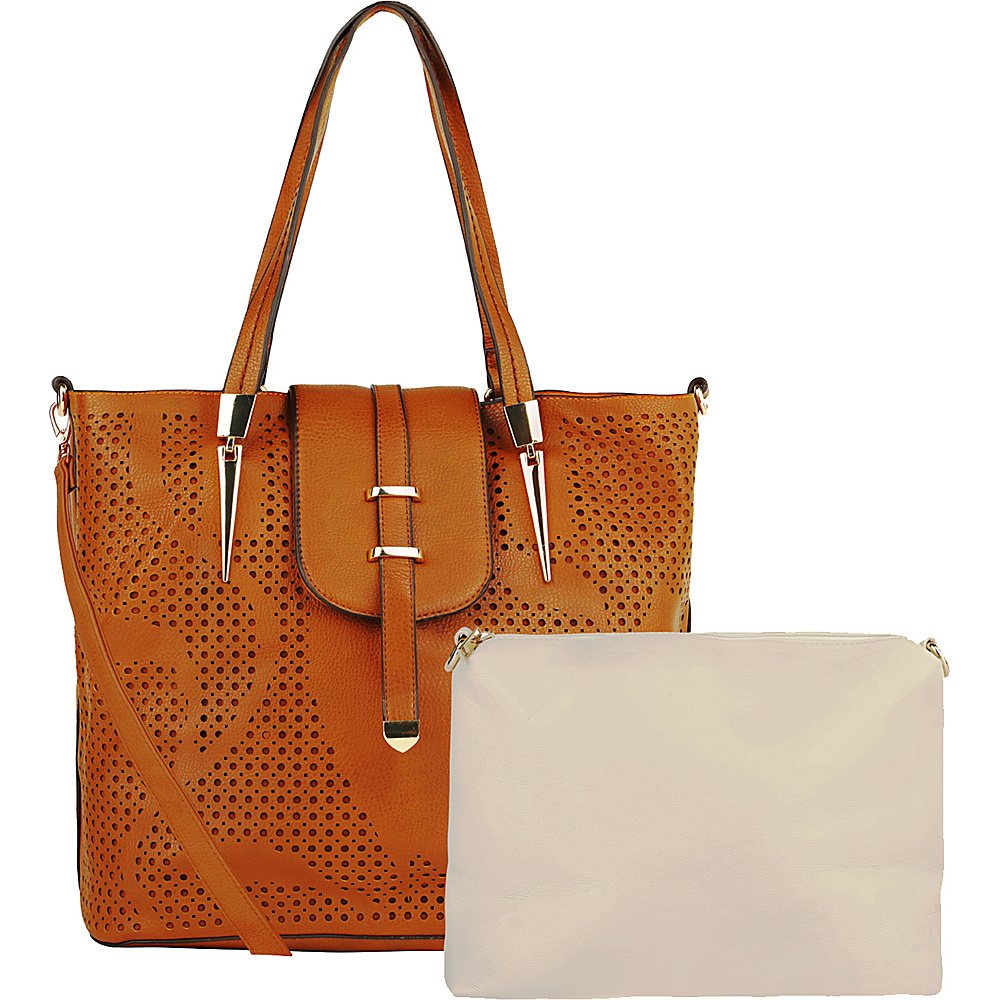 MKF Collection Elmo Handbag with Cosmetic Bag Tan MKF Collection Manmade Handbags