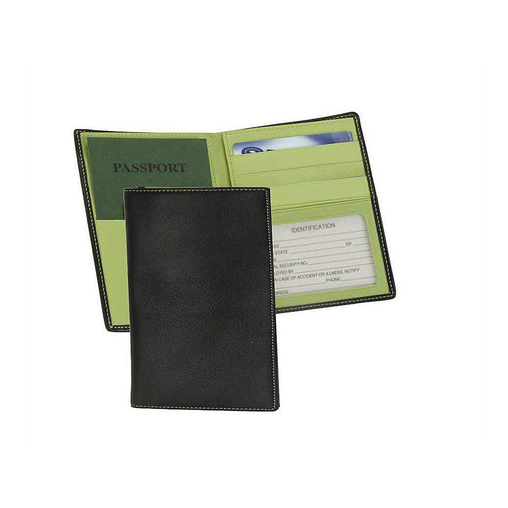 Royce Leather Passport Currency Wallet Black Key Lime
